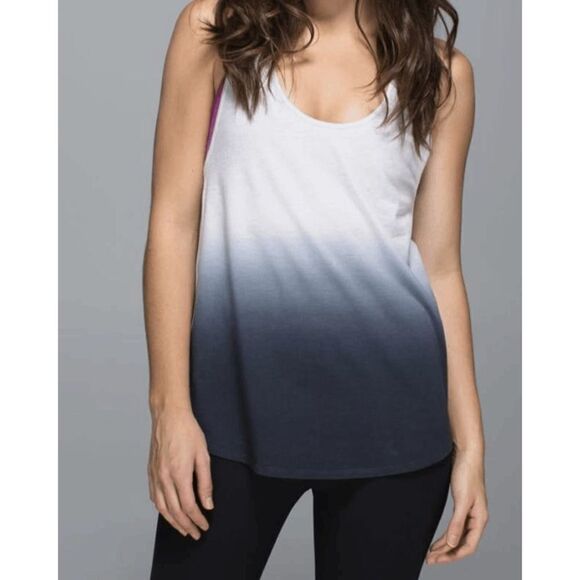 LULULEMON ATHLETICA Om Racerback Tank in Heathered White Black Size 6 - Picture 1 of 2